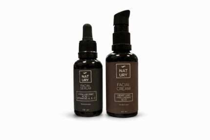 Naturligt ansiktsserum med hyaluronsyra + vitaminer A, E och C 30ml + Kräm